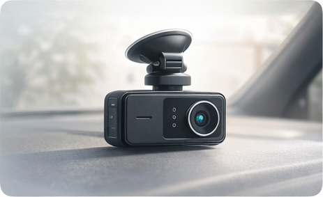 Front and rear dash cam setup for incident recording.