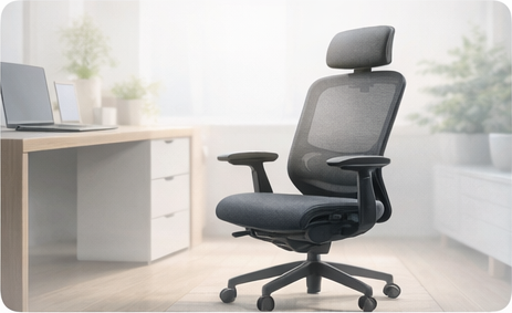 Adjustable office chair in a modern home office.