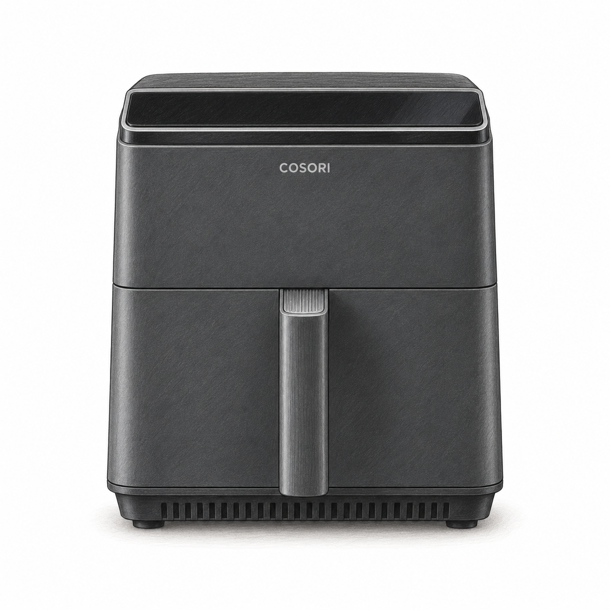 Editorial illustration of the dark-gray COSORI Dual Blaze 6.4L single-basket air fryer.