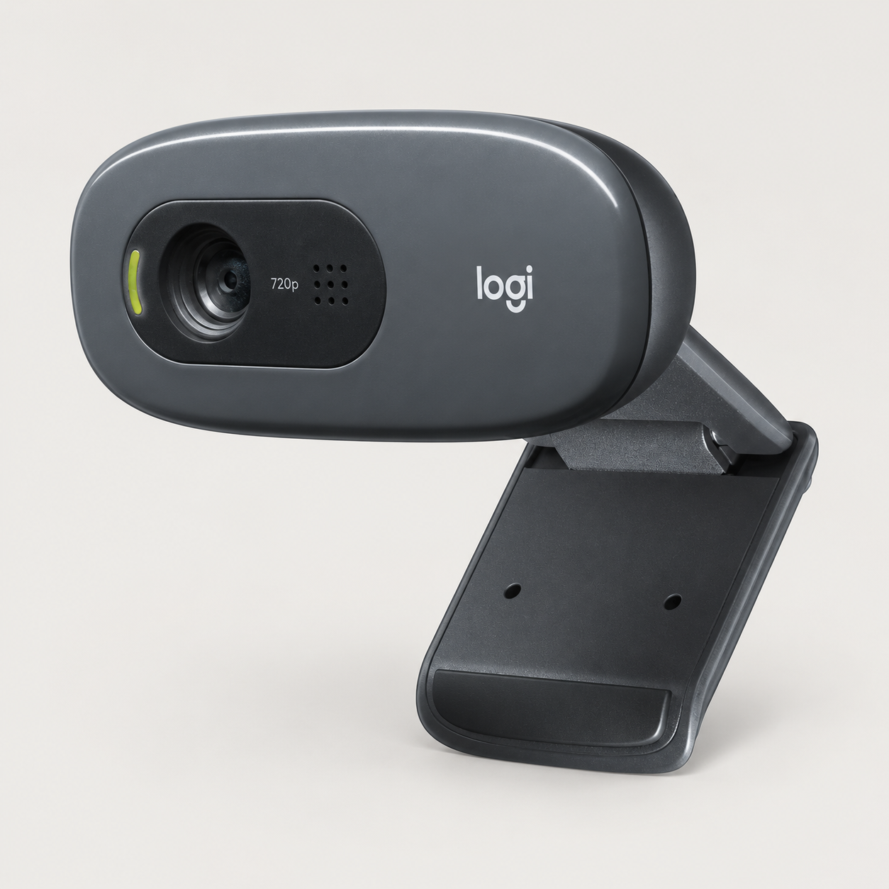 Editorial illustration of Logitech C270 HD Webcam, dark grey; visible model recognition only, not a technical or complete-pack diagram.