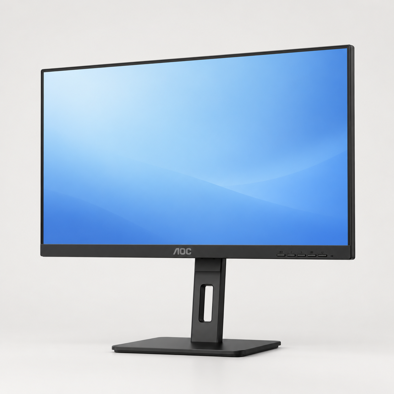 Editorial illustration of AOC Q27P3CV, black 27-inch monitor; visible model recognition only, not a technical or complete-pack diagram.
