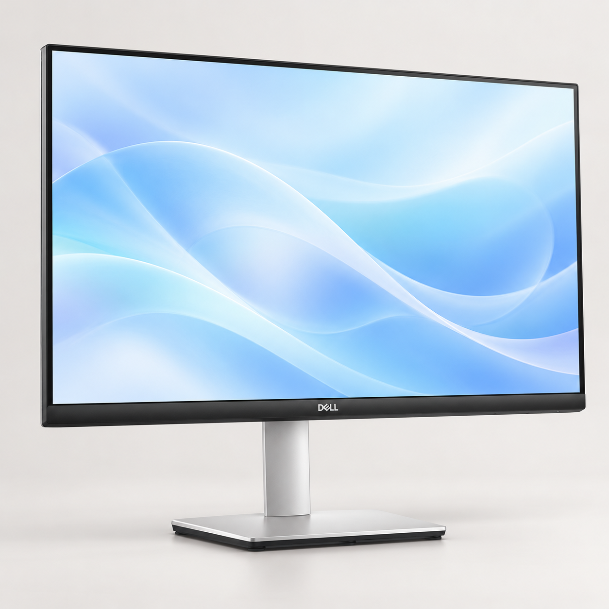 Editorial illustration of Dell S2722QC 27-inch 4K USB-C Monitor; only source-qualified visible form, with accessories not implied.