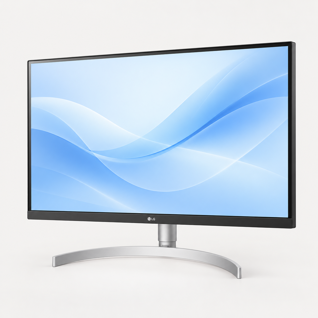 Editorial illustration of LG 27UP850N-W 27-inch 4K USB-C Monitor; only source-qualified visible form, with accessories not implied.