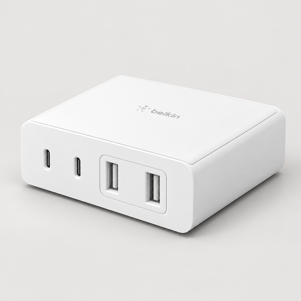 Editorial illustration of Belkin WCH010myWH, white UK 108W desktop charger; visible model recognition only, not a technical or complete-pack diagram.