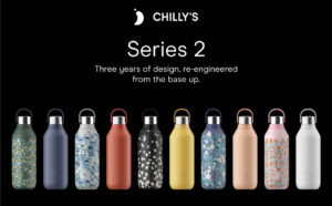 Chilly’s Series 2 stainless steel flip‑lid bottles in assorted colours.